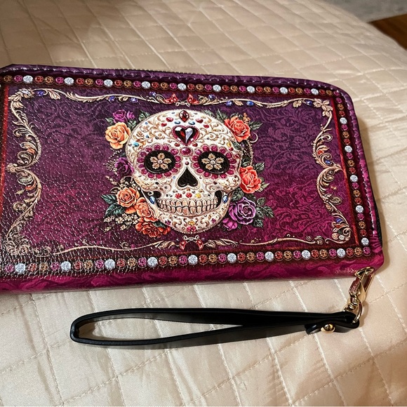 Handbags - Embellished Skull Design Wristlet